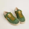 Modelul Soul Star pentru bărbați din piele de căprioară verde, cu bandă de piele verde la călcâi