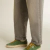 Modelul Soul Star pentru bărbați din piele de căprioară verde, cu bandă de piele verde la călcâi