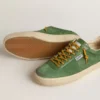 Modelul Soul Star pentru bărbați din piele de căprioară verde, cu bandă de piele verde la călcâi