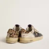 Modelul Stardan pentru bărbați din piele nappa și plasă, cu bandă de călcâi din piele de ponei cu imprimeu leopard