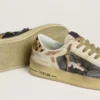 Modelul Stardan pentru femei din piele nappa și plasă, cu bandă pe călcâi din piele de ponei cu imprimeu leopard