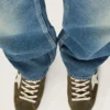 Modelul Super-Star pentru bărbați din piele de căprioară verde măslin cu stea din piele albă