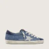 Modelul Super-Star pentru femei din piele de căprioară albastru denim cu stea argintie sclipitoare