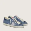 Modelul Super-Star pentru femei din piele de căprioară albastru denim cu stea argintie sclipitoare