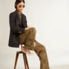 Modelul Super-Star pentru femei din piele de căprioară roz pudră cu stea din piele crem
