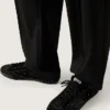 Modelul True-Star pentru bărbați din piele de căprioară neagră cu cristale Swarovski și stea din piele neagră