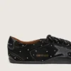 Modelul True-Star pentru femei din piele de căprioară neagră cu cristale Swarovski și stea din piele neagră