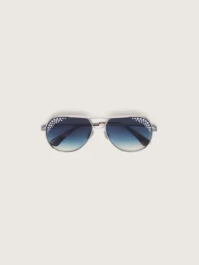 Ochelari de soare Carter în stil aviator, cu lentile albastre și cristale