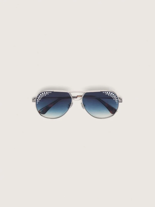 Ochelari de soare Carter în stil aviator, cu lentile albastre și cristale