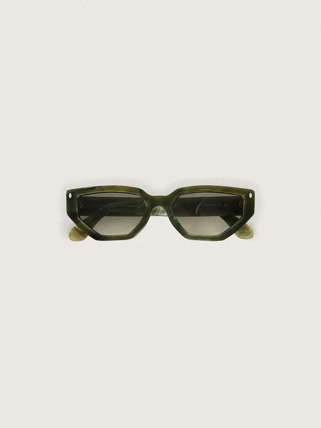 Ochelari de soare dreptunghiulari Jamie cu ramă cu efect de marmură verde