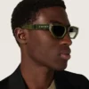 Ochelari de soare dreptunghiulari Jamie cu ramă cu efect de marmură verde