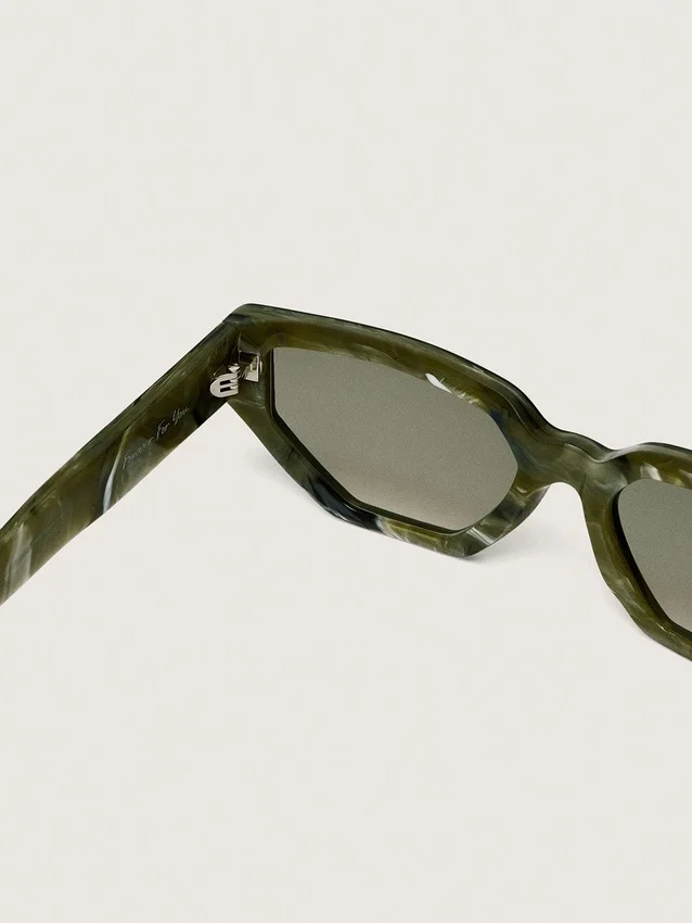 Ochelari de soare dreptunghiulari Jamie cu ramă cu efect de marmură verde