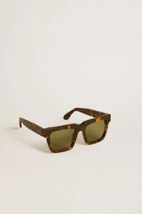 Ochelari de soare Jamie cu ramă pătrată, de culoare maro Havana