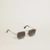 Ochelari de soare în stil aviator, cu ramă argintie și lentile albastre