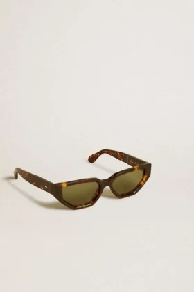 Ochelari de soare în stil dreptunghiular, cu ramă maro Havana