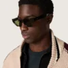 Ochelari de soare în stil dreptunghiular, cu ramă maro Havana