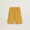 Șorturi de jogging pentru copii, de culoare galben ocru, cu broderie