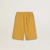 Șorturi de jogging pentru copii, de culoare galben ocru, cu broderie