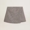 Șorturi mini gri pentru femei din lână cu model în carouri