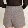 Șorturi mini gri pentru femei din lână cu model în carouri