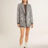 Șosete de culoare albă uzată, cu detalii în stil vintage și dungi de culoare verde salvie