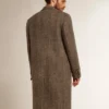 Palton bărbătesc din lână, cu un singur rând de nasturi, cu țesătură în model herringbone bej și gri