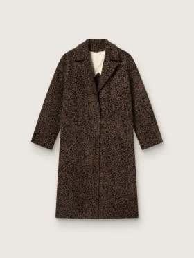 Palton cocoon pentru femei, cu un singur rând de nasturi, din lână cu motiv jacquard