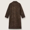 Palton cocoon pentru femei, cu un singur rând de nasturi, din lână cu motiv jacquard