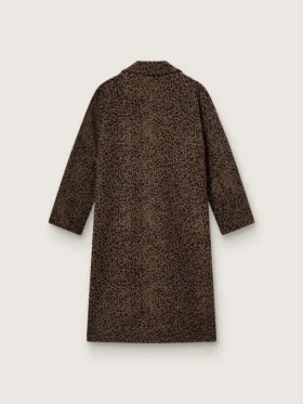 Palton cocoon pentru femei, cu un singur rând de nasturi, din lână cu motiv jacquard