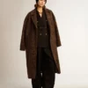 Palton cocoon pentru femei, cu un singur rând de nasturi, din lână cu motiv jacquard