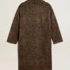 Palton cocoon pentru femei, cu un singur rând de nasturi, din lână cu motiv jacquard