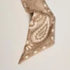 Panglică din twill de mătase gri-porumbel cu model paisley