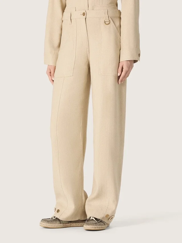 Pantaloni bej din viscoză pentru femei