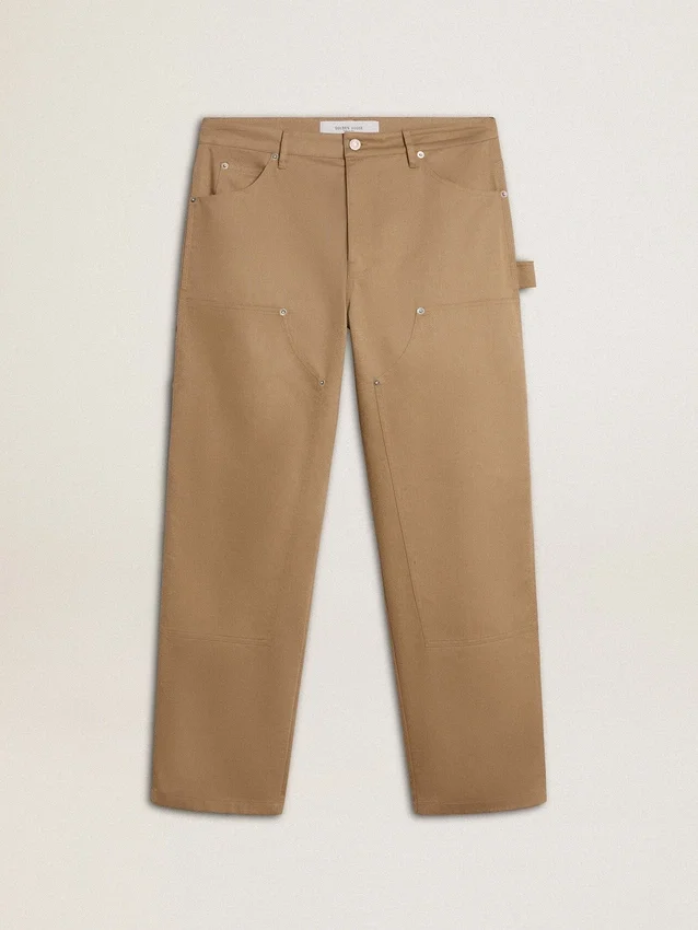 Pantaloni bej pentru bărbați cu patch-uri