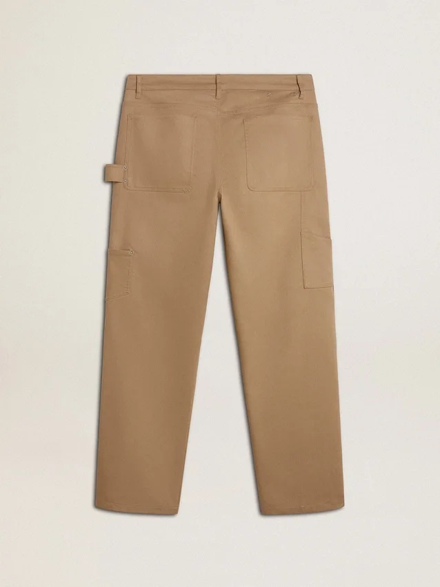Pantaloni bej pentru bărbați cu patch-uri