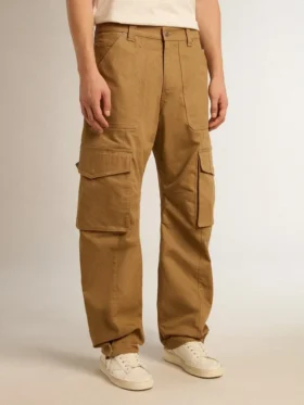 Pantaloni cargo bej-kaki