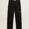 Pantaloni cargo din nailon ripstop de culoare neagră