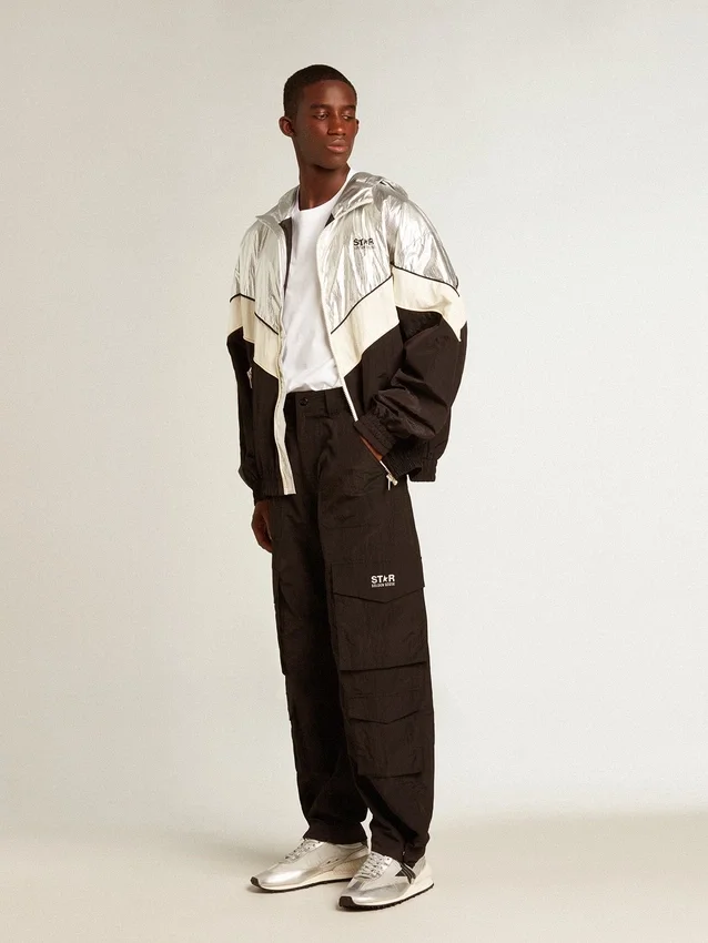 Pantaloni cargo din nailon ripstop de culoare neagră