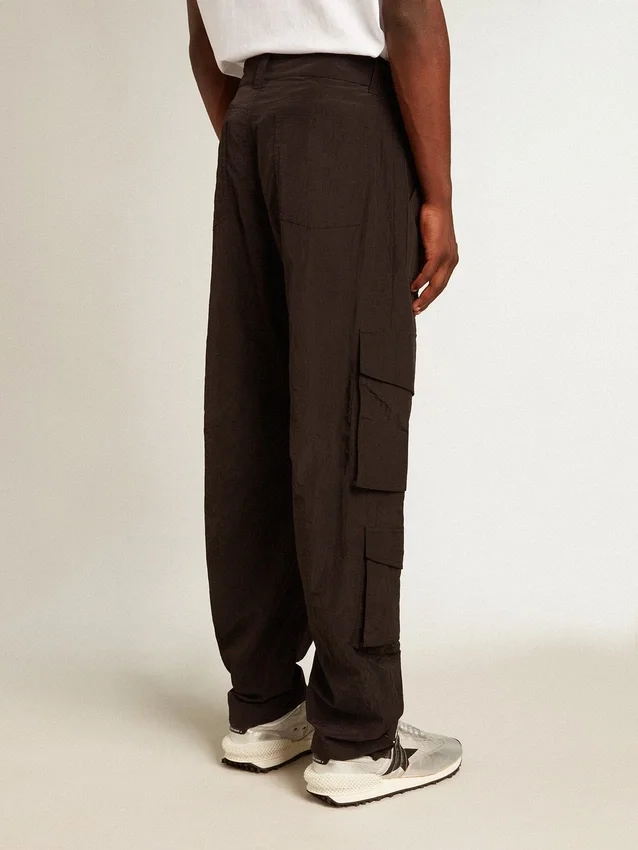 Pantaloni cargo din nailon ripstop de culoare neagră