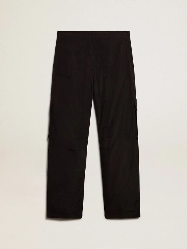 Pantaloni cargo din nailon ripstop de culoare neagră