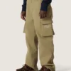 Pantaloni cargo pentru băieți din colecția Journey, din gabardină de bumbac verde militar cu imprimeu