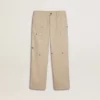 Pantaloni chino bej pentru copii cu pete multicolore