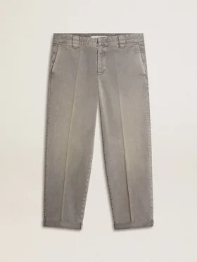 Pantaloni chino din bumbac de culoare gri