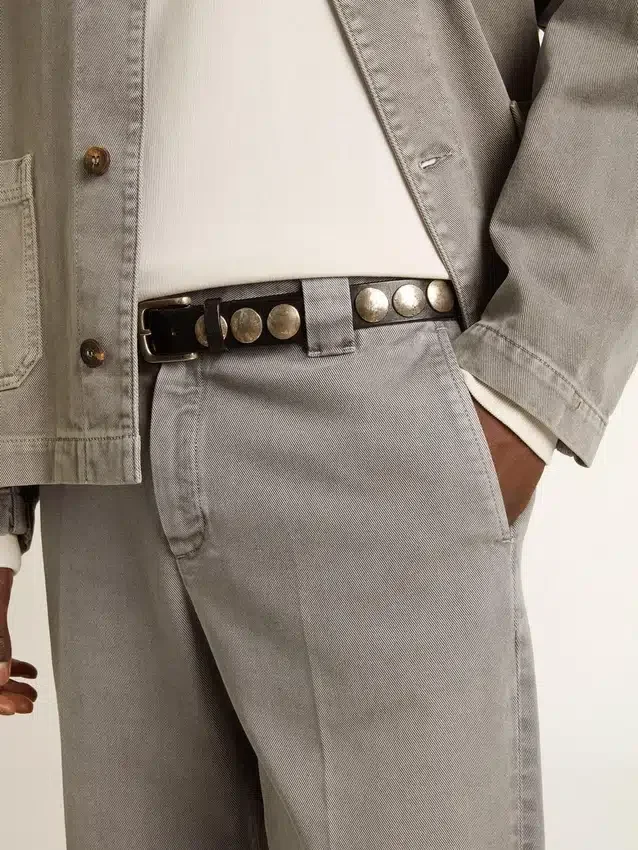 Pantaloni chino din bumbac de culoare gri