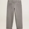 Pantaloni chino din bumbac de culoare gri