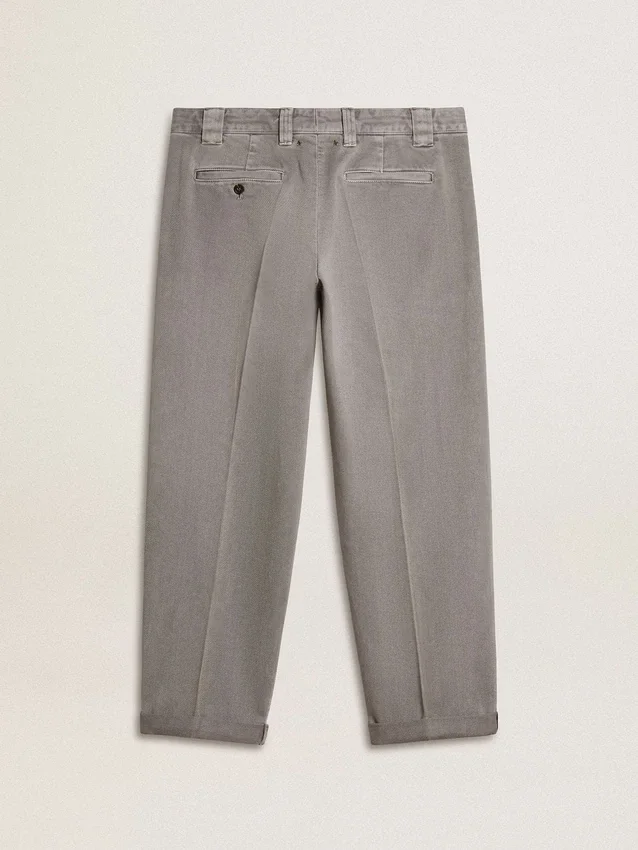 Pantaloni chino din bumbac de culoare gri