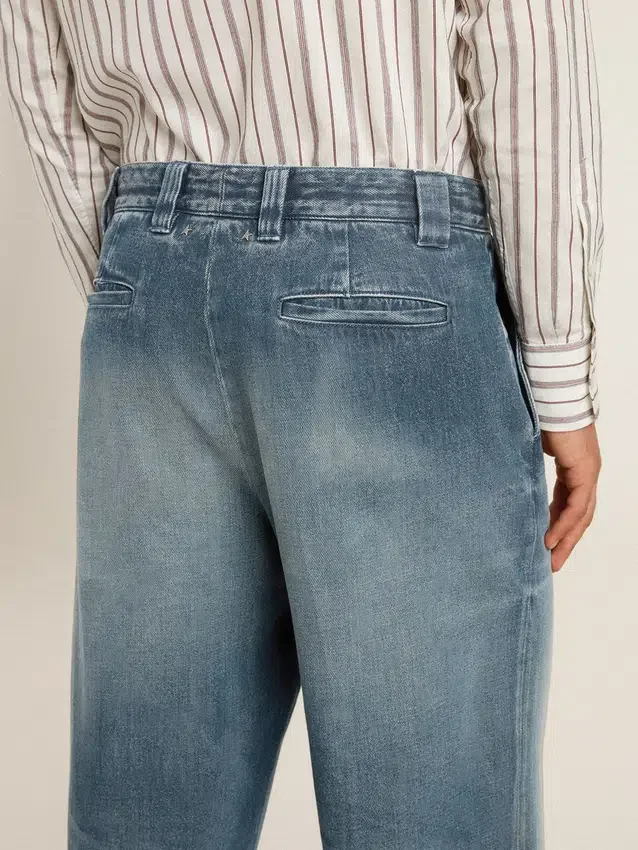 Pantaloni chino din denim pentru bărbați, cu detalii uzate