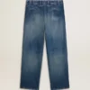 Pantaloni chino din denim pentru bărbați, cu detalii uzate