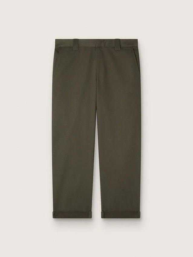 Pantaloni chino din Golden Collection, de culoare verde militar