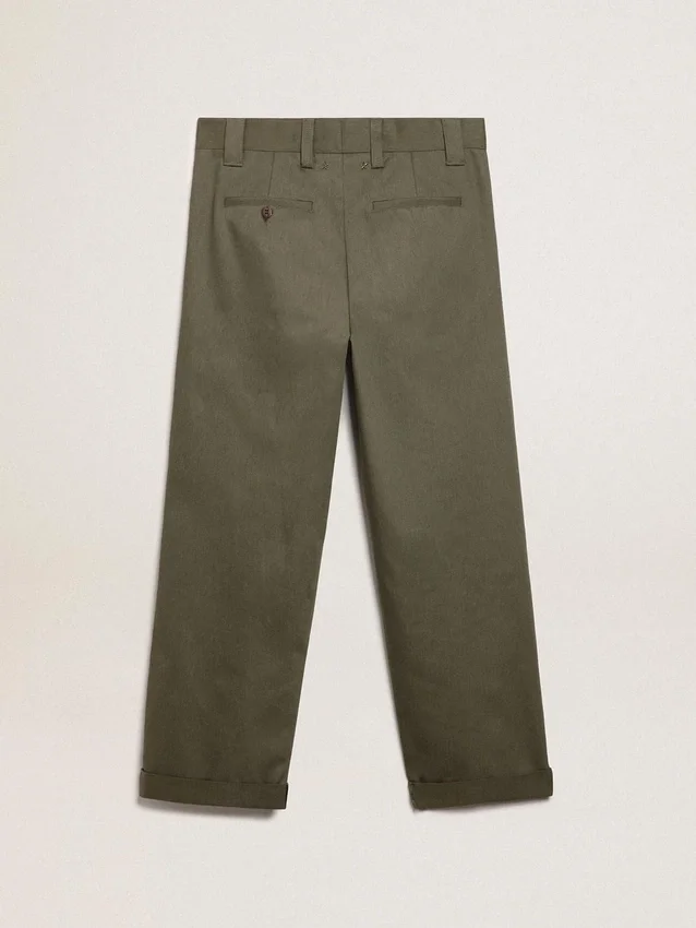Pantaloni chino din Golden Collection, de culoare verde militar